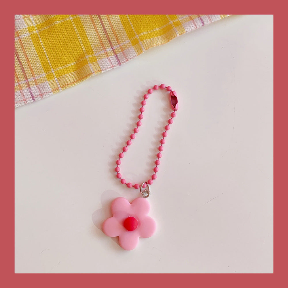 Japanese Cute Girl Heart Ins Color Flower Pendant Keychain Bag Coin Purse Pendant Flower Keychain
