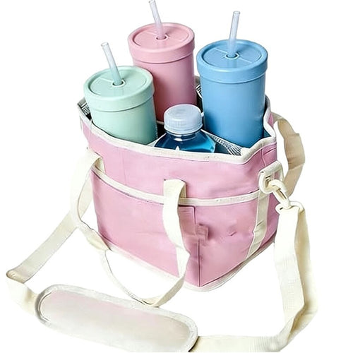4-Compartment Leakproof Drink Carrier Bag – Adjustable Strap Beverage Holder for Car & Travel