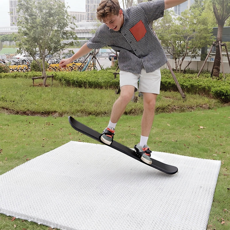 Indoor Ski Carpet White Mushroom Grass Mat + Modular Snowboard & Adult Unisex Skateboard Kit Combo Set