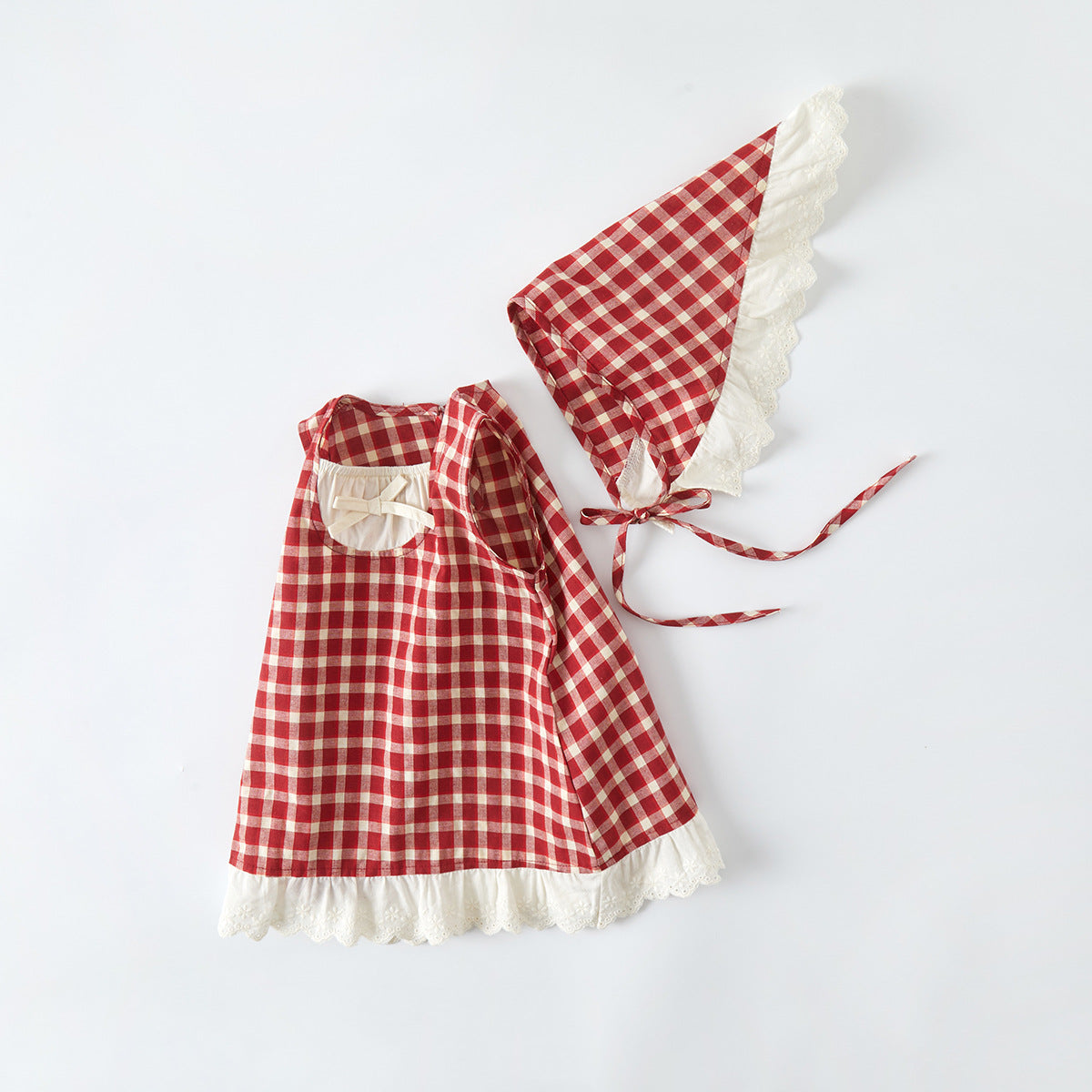 Cute Girls' Plaid Dress Casual Sleeveless Hooded Dress for Toddlers and Babies