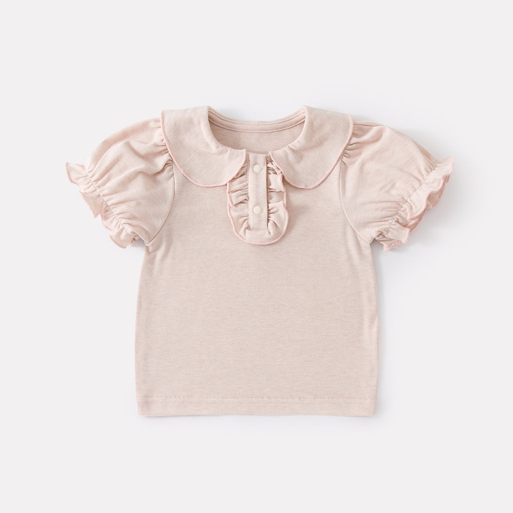 Cute Baby  Romper Set with Peter Pan Collar Short Sleeve Overalls Two-Piece Outfit