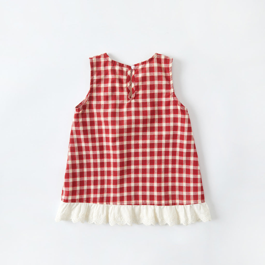 Cute Girls' Plaid Dress Casual Sleeveless Hooded Dress for Toddlers and Babies