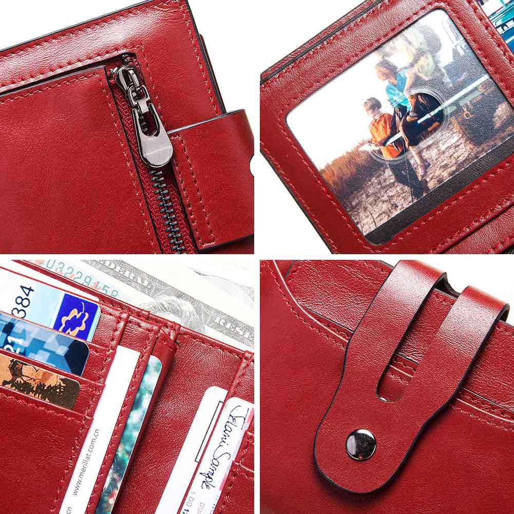 RFID Women Wallets Leather Short Korean Style Multifunctional Bags Leather Women's Multi-Card Coin Purse