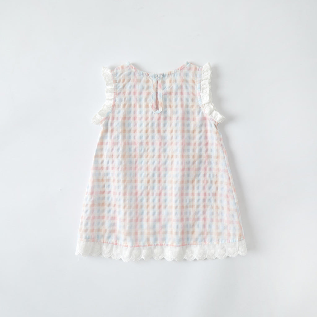 Toddler Plaid Cotton Dress Baby Rabbit Strap Dress for Toddlers Trendy Kids Dress