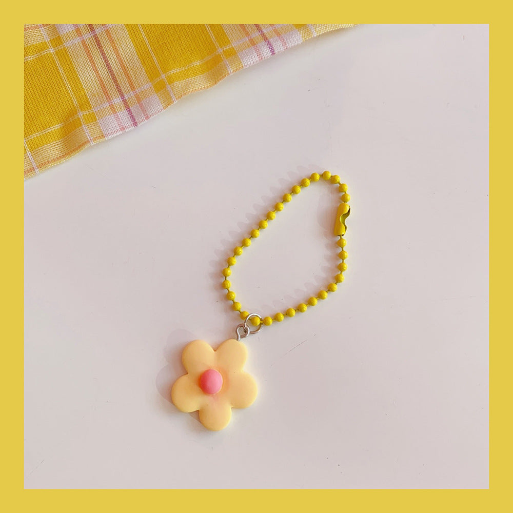 Japanese Cute Girl Heart Ins Color Flower Pendant Keychain Bag Coin Purse Pendant Flower Keychain