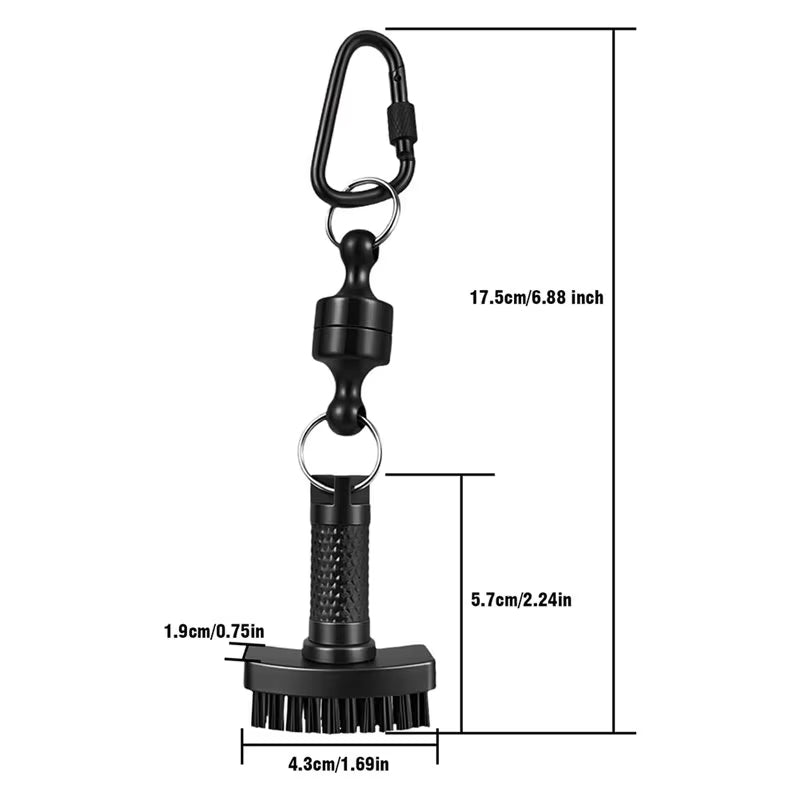 Magnetic Golf Brush with Groove Cleaner & Quick-Release Clip