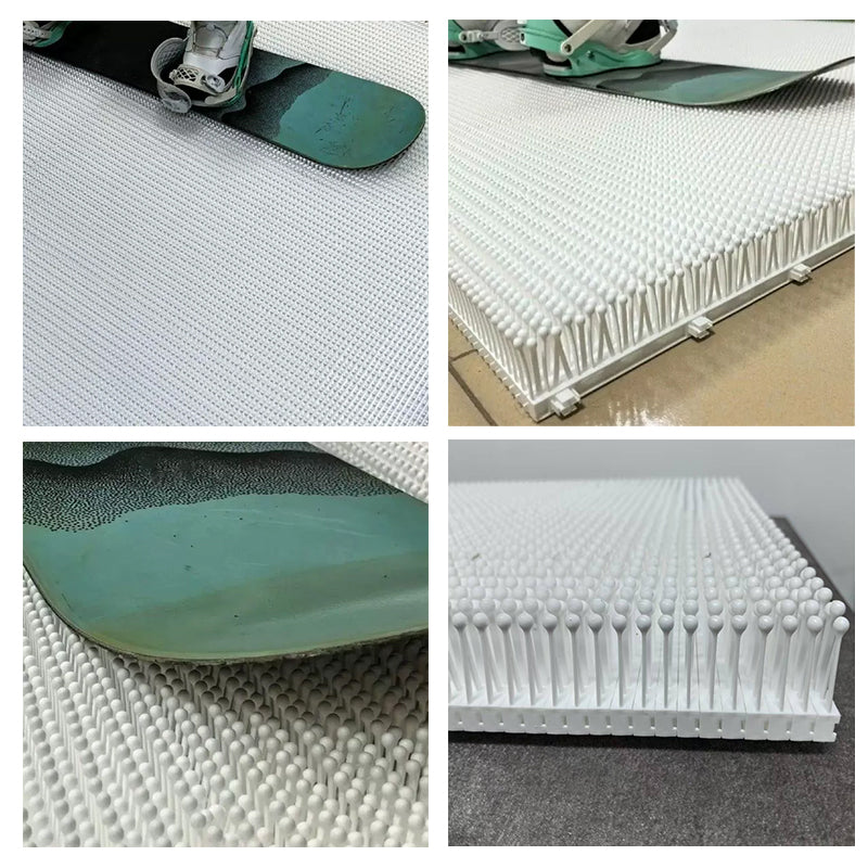 Indoor Ski Carpet White Mushroom Grass Mat + Modular Snowboard & Adult Unisex Skateboard Kit Combo Set