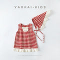 Cute Girls' Plaid Dress Casual Sleeveless Hooded Dress for Toddlers and Babies