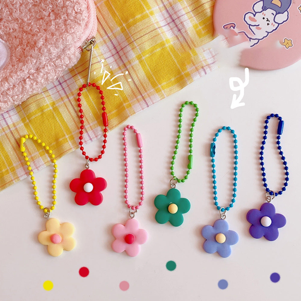Japanese Cute Girl Heart Ins Color Flower Pendant Keychain Bag Coin Purse Pendant Flower Keychain