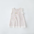 Toddler Plaid Cotton Dress Baby Rabbit Strap Dress for Toddlers Trendy Kids Dress