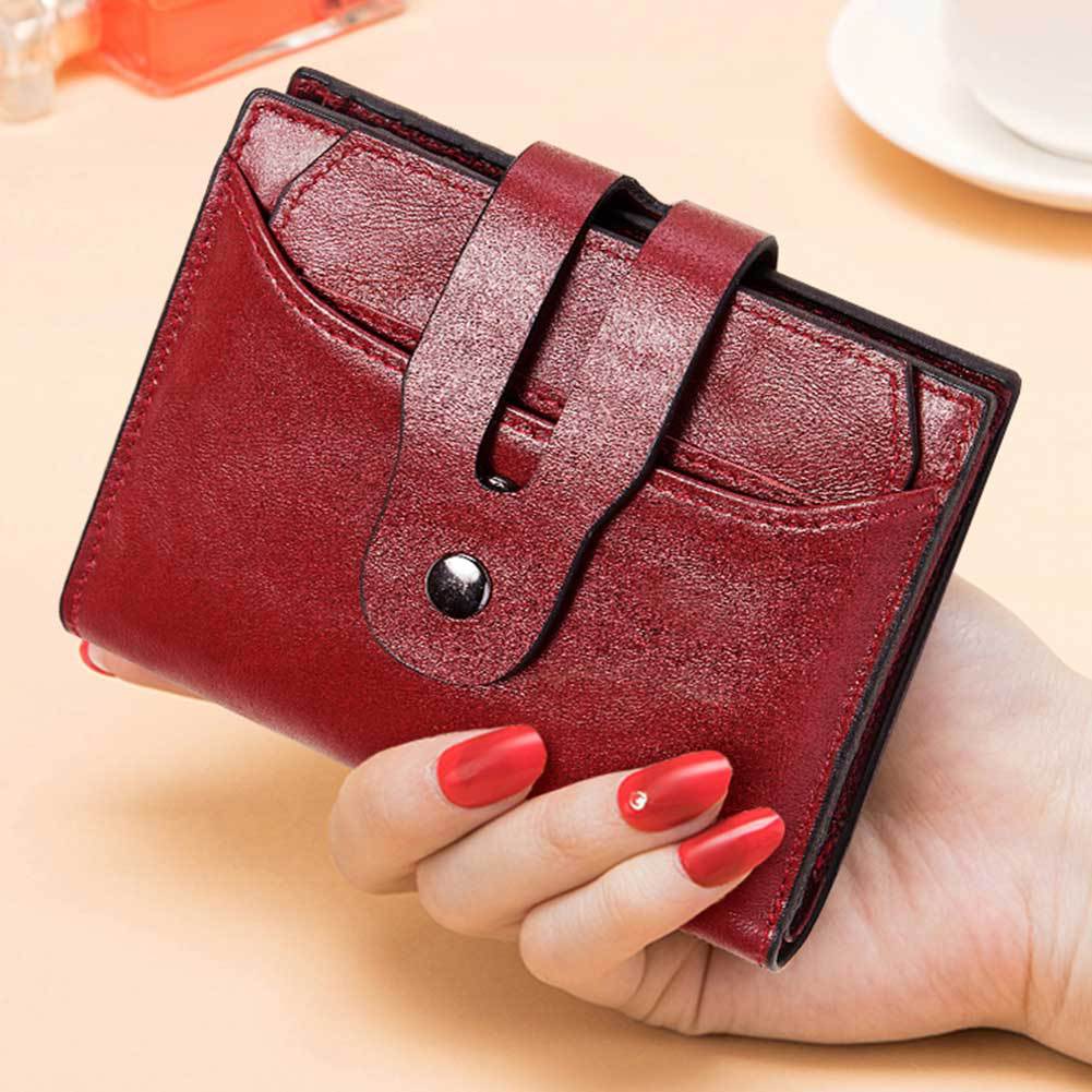 RFID Women Wallets Leather Short Korean Style Multifunctional Bags Leather Women's Multi-Card Coin Purse