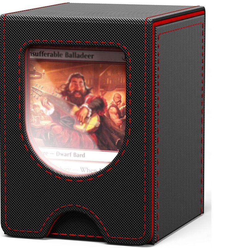 Leather TCG Card Storage Box – 100+ Card Capacity Organizer with Dividers for Trading Card Games