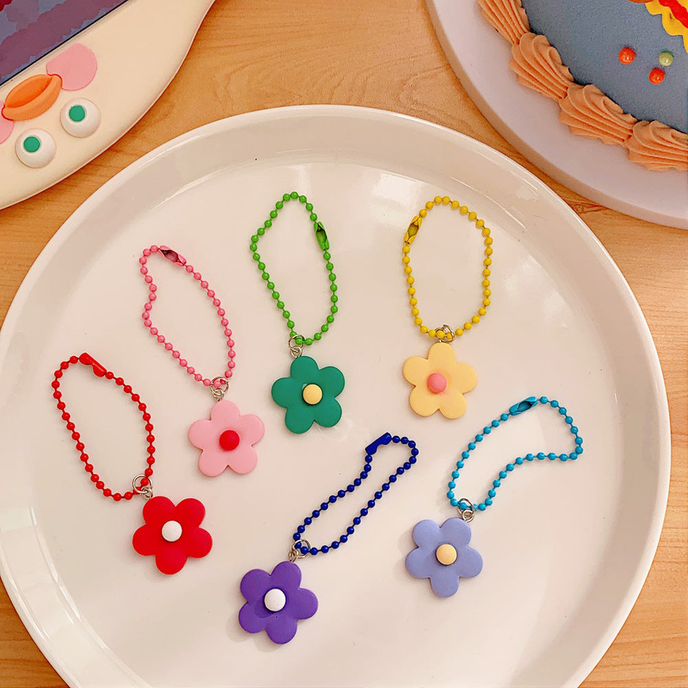 Japanese Cute Girl Heart Ins Color Flower Pendant Keychain Bag Coin Purse Pendant Flower Keychain