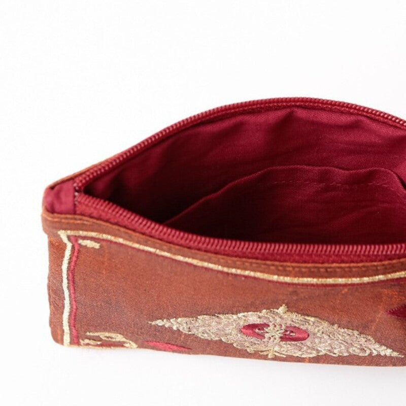 Japanese Playing Card Embroidered Cosmetic Bag, Ethnic Fringe Coin Purse Retro Storage Pouch