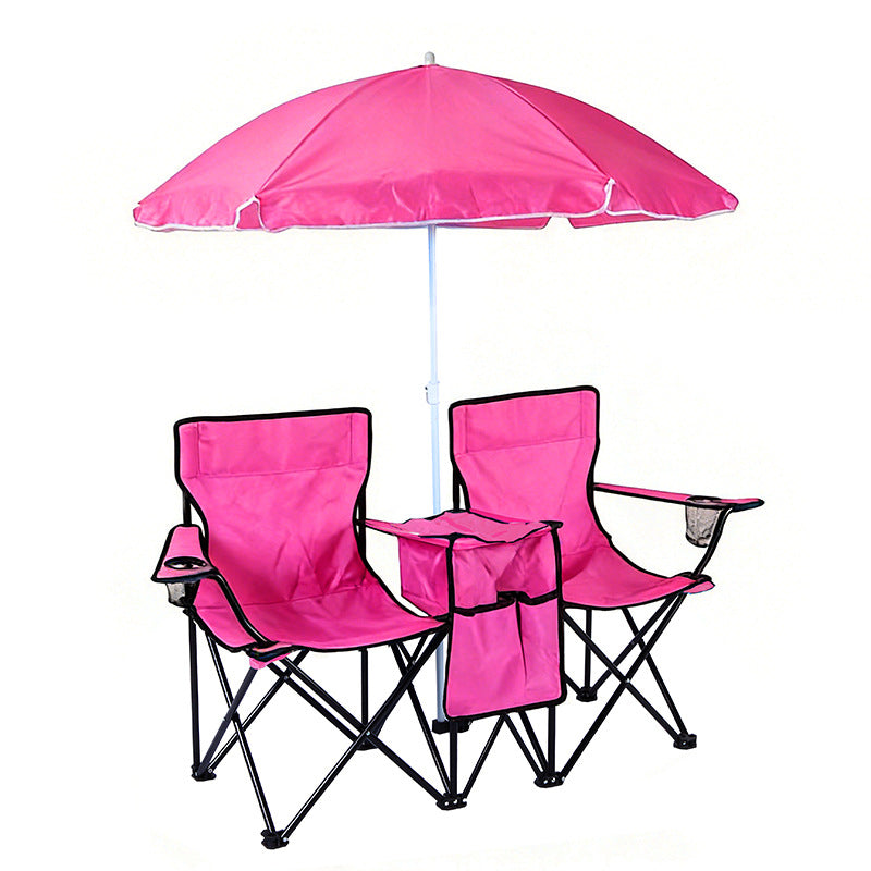 Double Camping Loveseat with Canopy – 600 lb Capacity, Cup Holders & Side Table, Foldable Outdoor Chair for Beach & Park