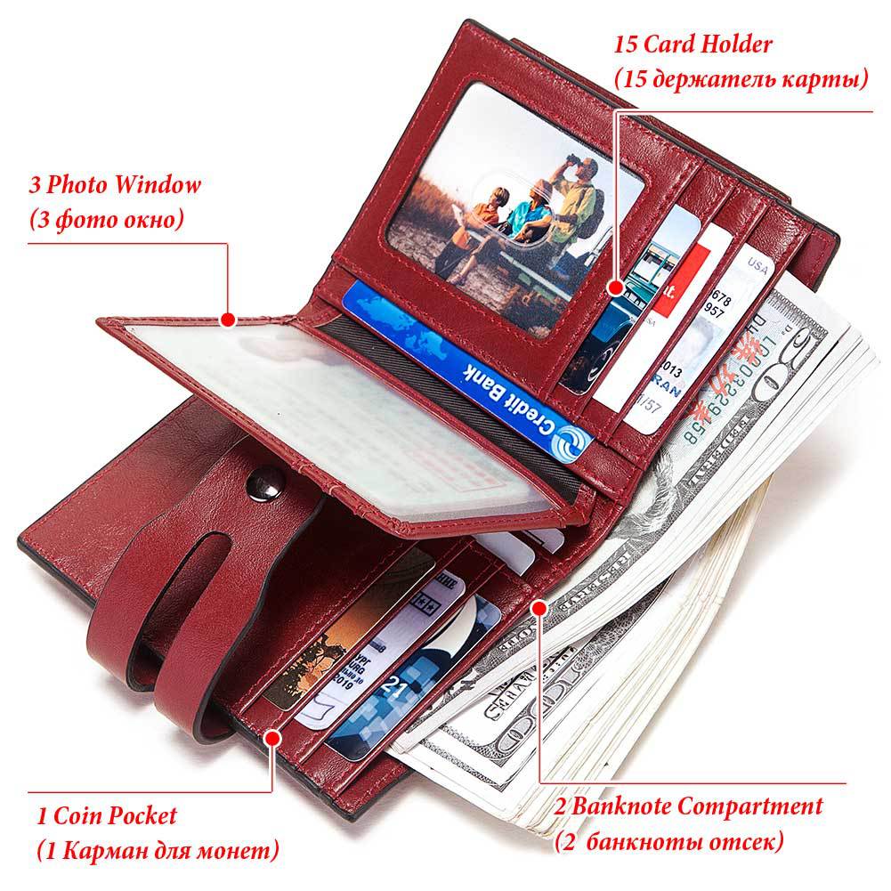 RFID Women Wallets Leather Short Korean Style Multifunctional Bags Leather Women's Multi-Card Coin Purse
